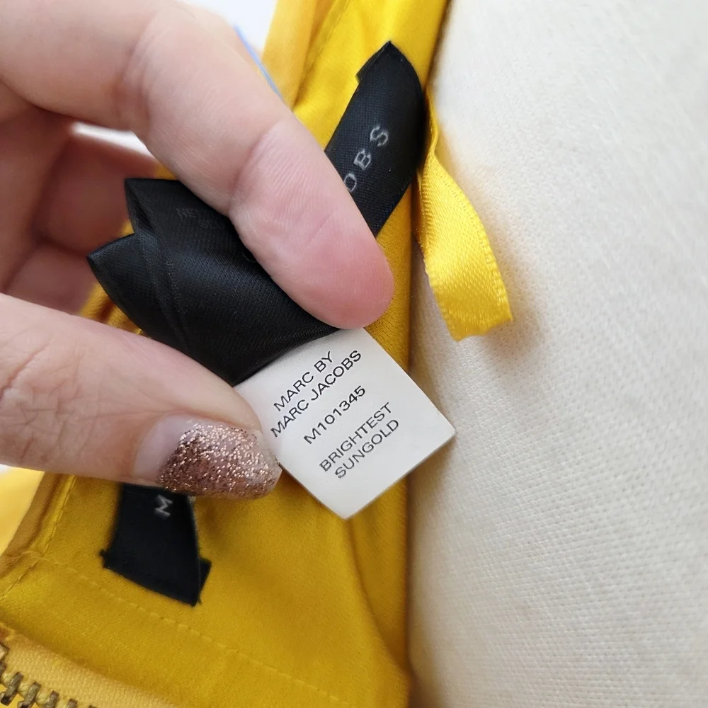 Marc Jacobs Y2K Yellow Strapless Mini Dress Bubble Hem Pleated Bow Size 8 New - Picture 7 of 8